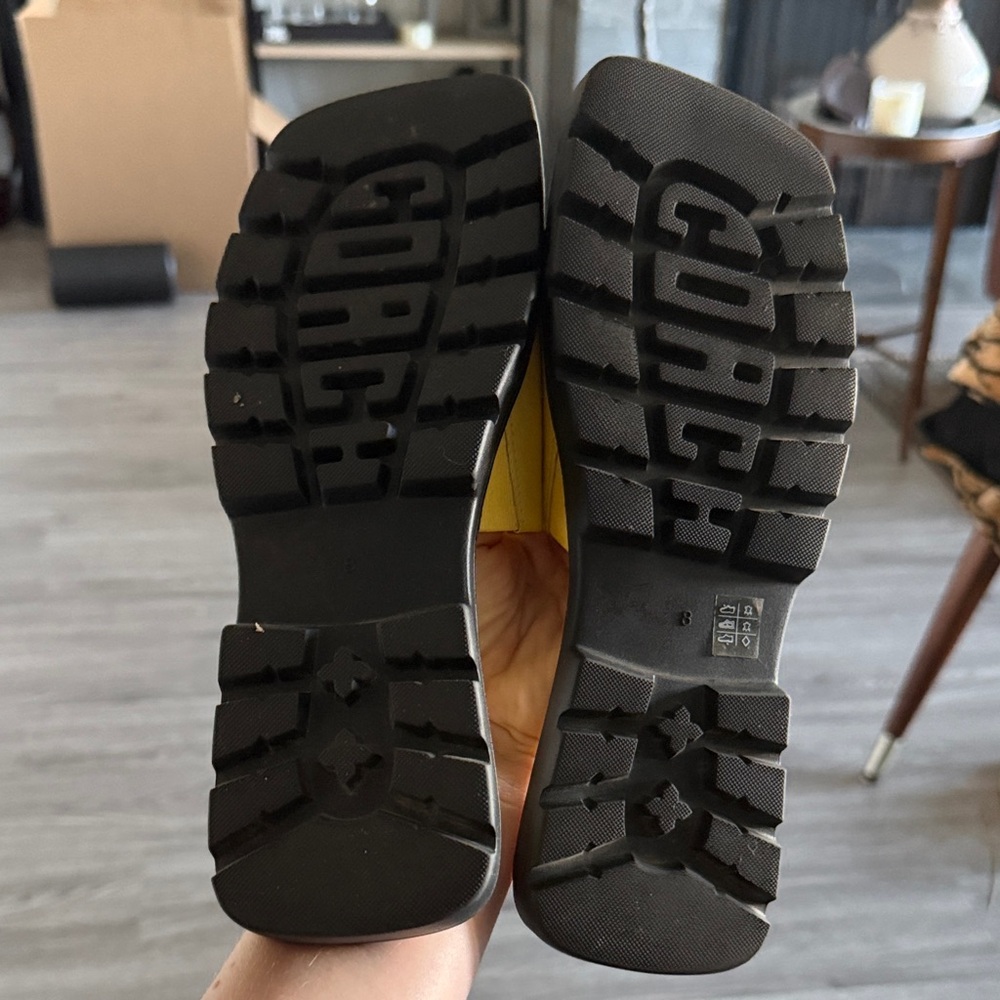 Coach FlorenceYellow Patent Square-Toe Slide Sandals - Picture 2 of 3